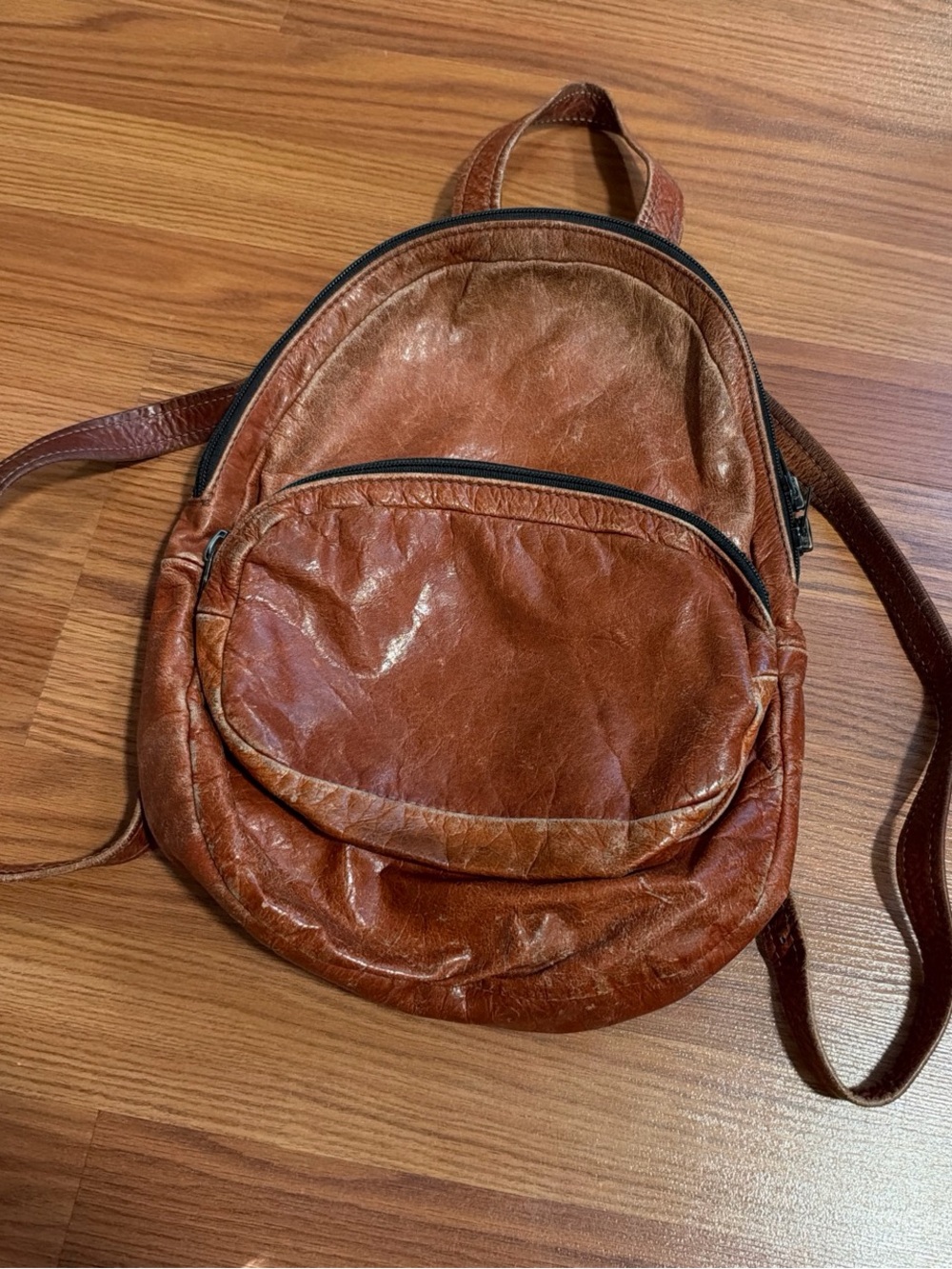 Vintage mini leather backpack